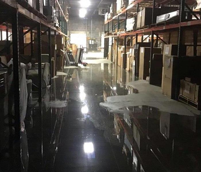 water on warehouse floor near Cuyahoga South