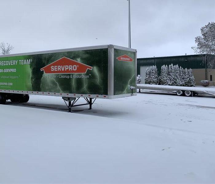 Semi trailer in snow